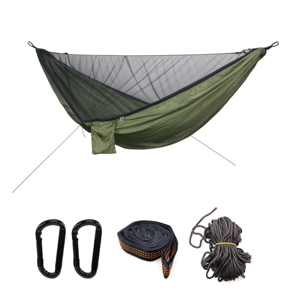 GREEN NYLON LIGHTWEIGHT HAMMOCK WITH MESH #1692G