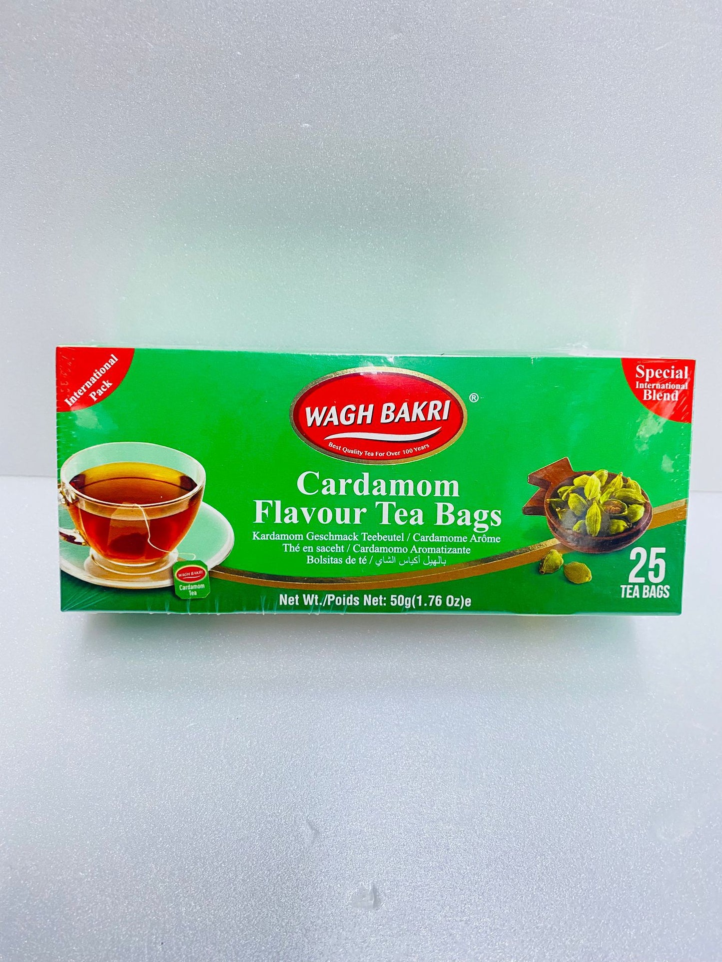 WAGH BAKRI CARDAMOM FLAVOUR TEA BAGS 50g