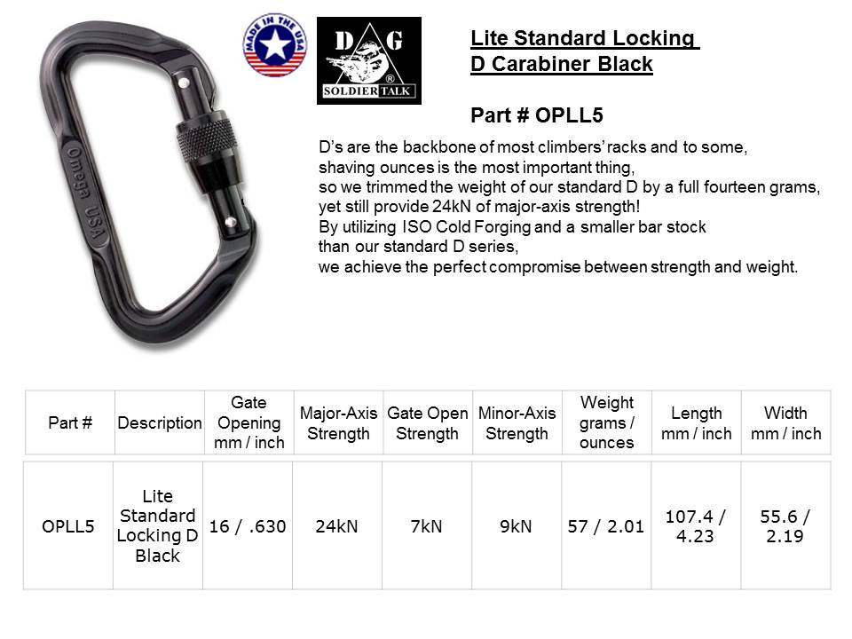 LOCKING LITE "D" CARABINER #OPLL5