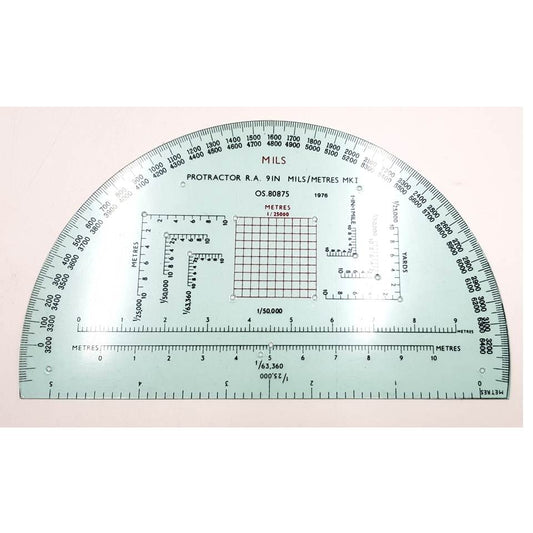 LARGE SEMICIRCULAR MAP READING PROTRACTOR