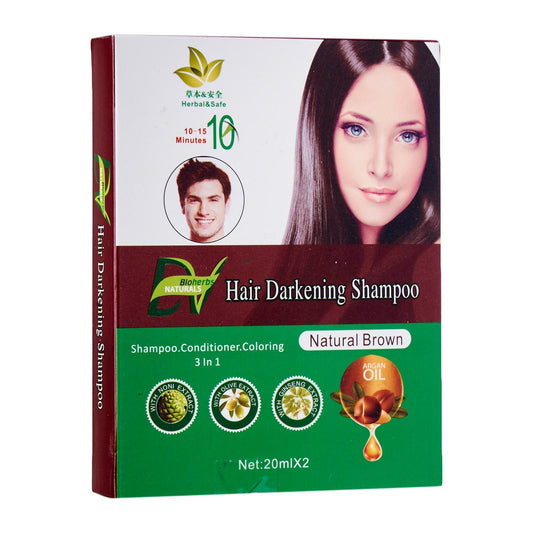 Bioherbs Naturals Hair Darkening Shampoo Natural Brown 2 x 20ml